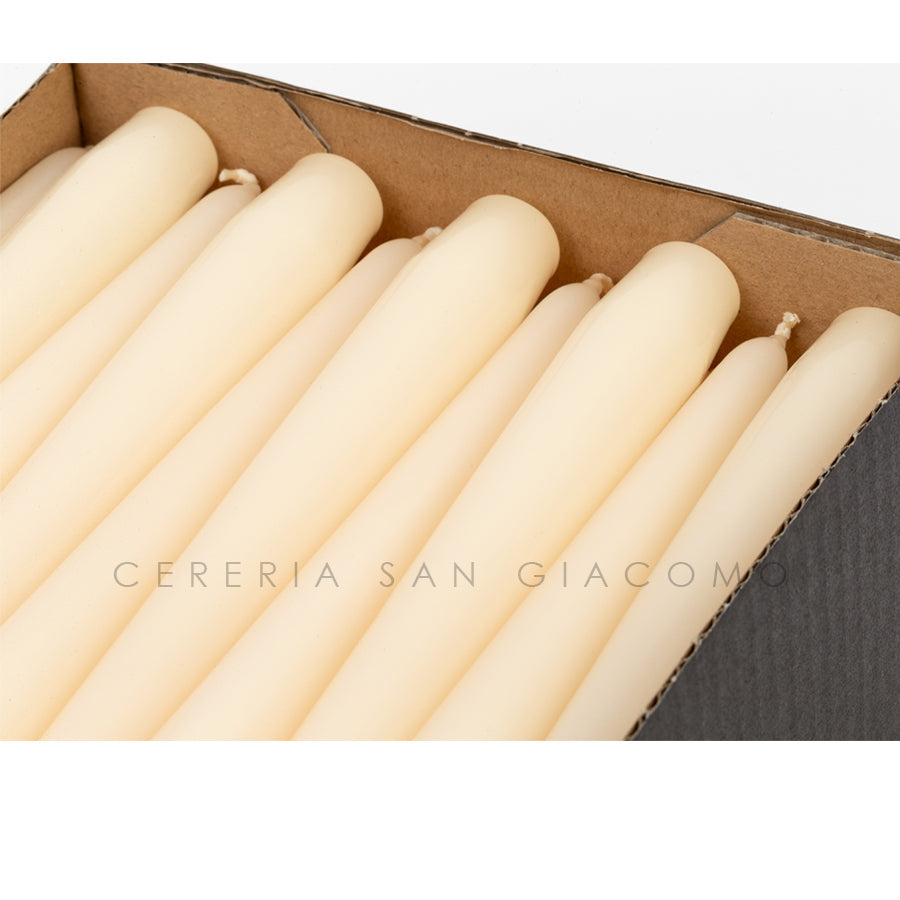 Candele coniche Crema Ø25 mm. h 250 mm. durata 8 ore scatola da 50 Candele-cereriasangiacomo