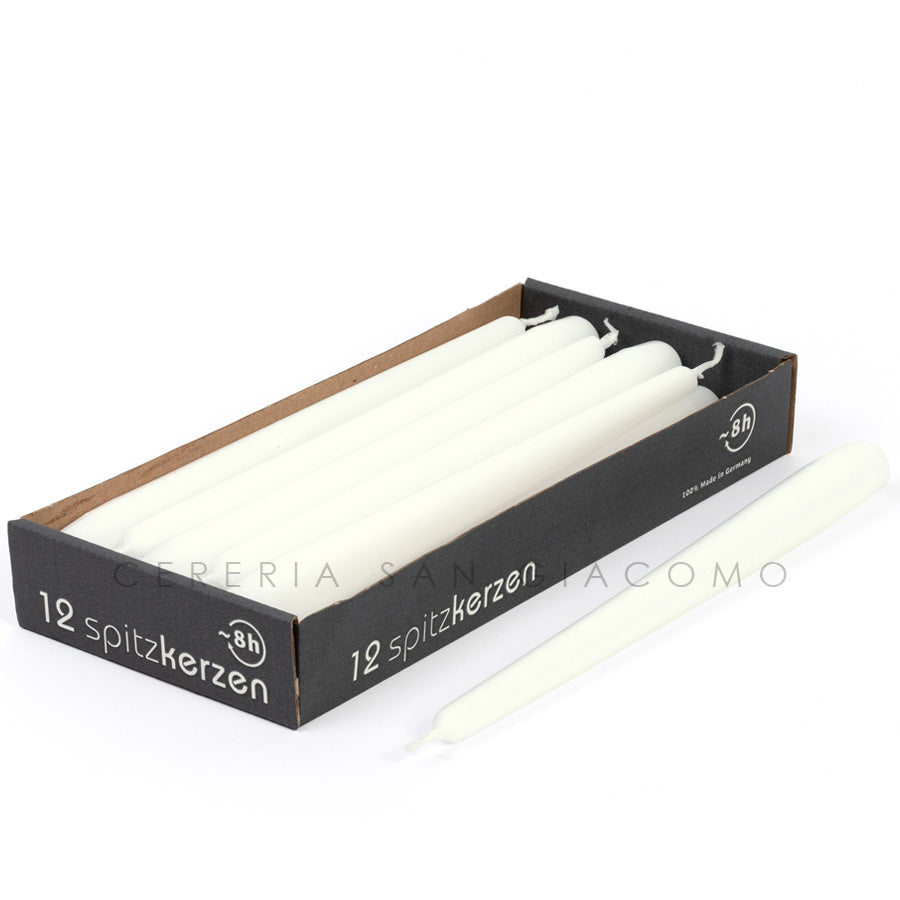 Candele coniche Avorio Ø23 mm. h250 mm. durata 8 ore confezione da 12 pezzi Cereria San Giacomo