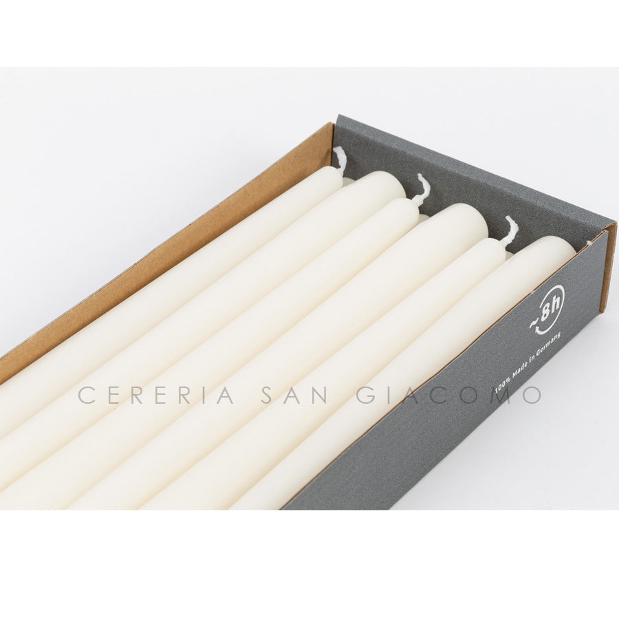Candele coniche Avorio Ø23 mm. h250 mm. durata 8 ore confezione da 12 pezzi Cereria San Giacomo