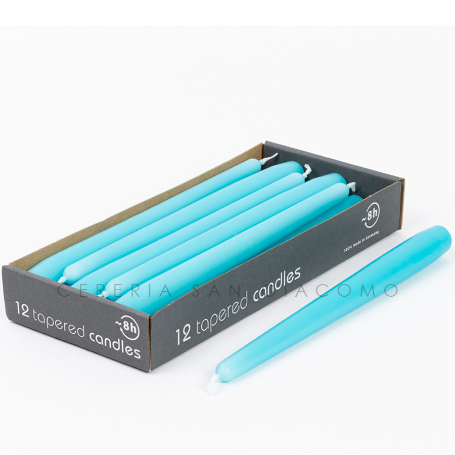 Candele coniche Turchese Ø23 mm. h250 mm. confezione da 12 pezzi Cereria San Giacomo
