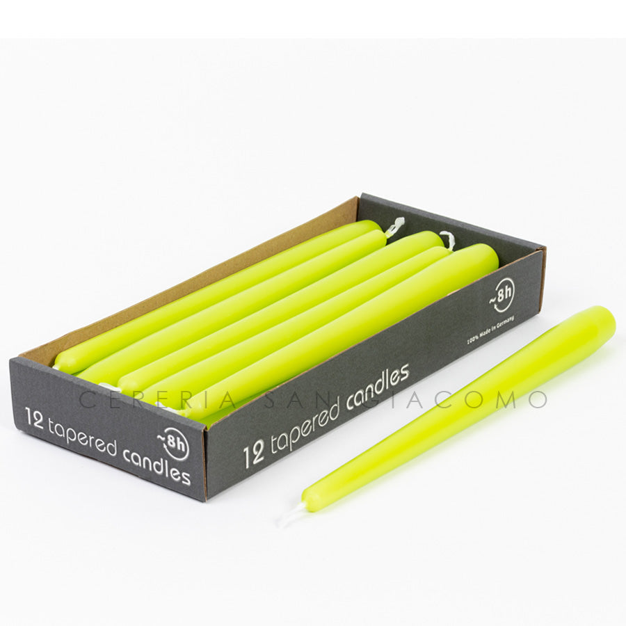 Candele coniche Verde Mela Ø23 mm. h250 mm. confezione da 12 pezzi Cereria San Giacomo
