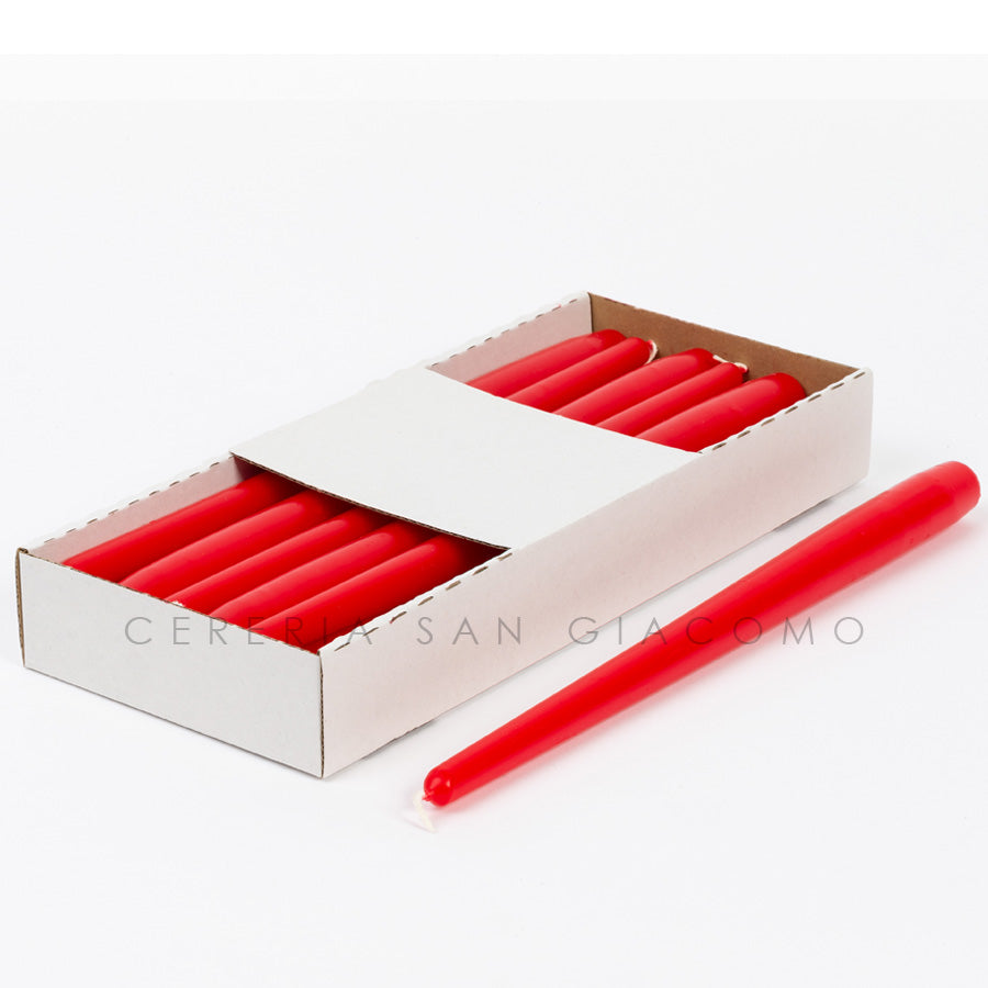 Candele coniche Rosso Rubino 23x300 mm. confezione da 12 pezzi