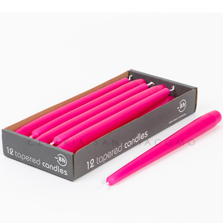 Candele coniche Fucsia Ø23 mm. h250 mm. confezione da 12 pezzi Cereria San Giacomo