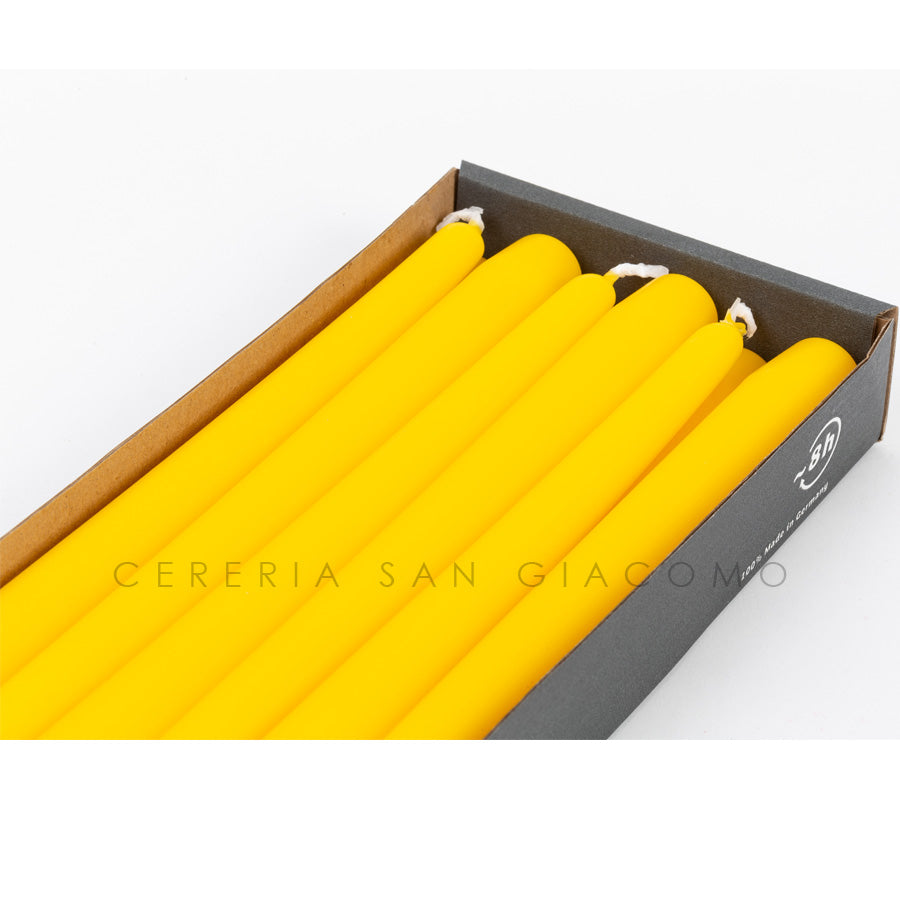 Candele coniche Gialle Ø23 mm. h250 mm. confezione da 12 pezzi Candele-cereriasangiacomo