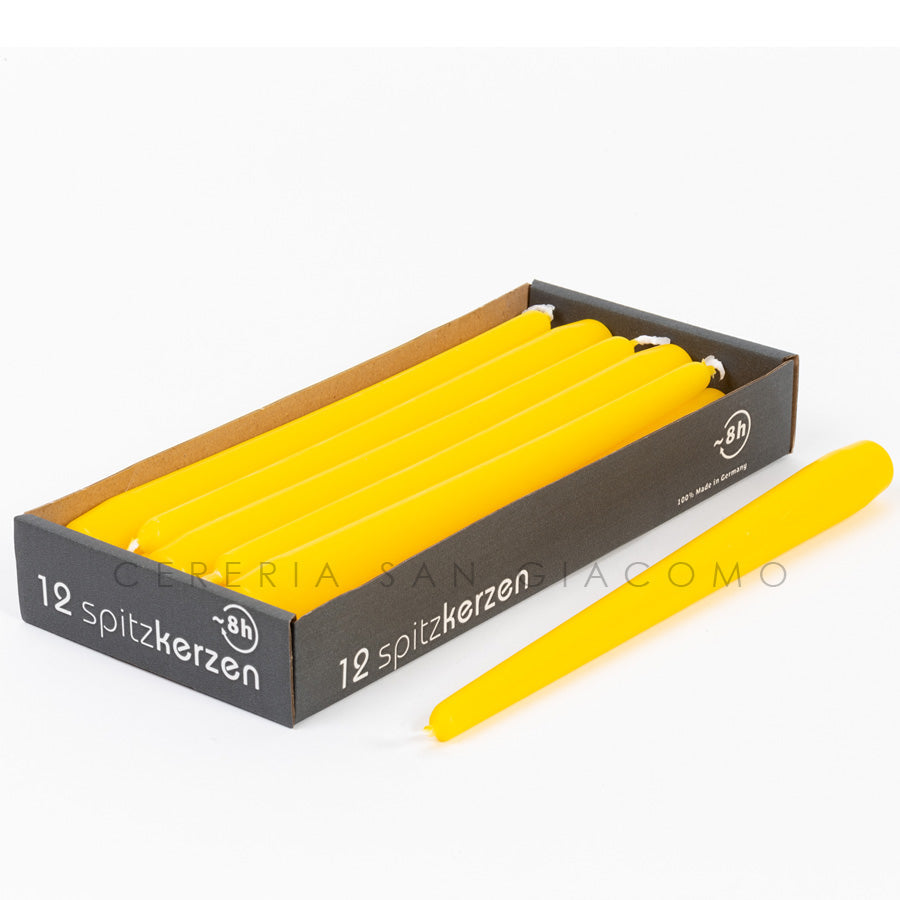 Candele coniche Gialle Ø23 mm. h250 mm. confezione da 12 pezzi Candele-cereriasangiacomo