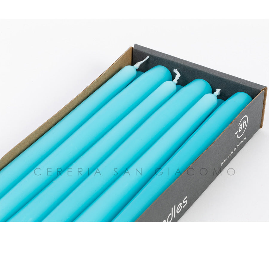 Candele coniche Turchese Ø23 mm. h250 mm. confezione da 12 pezzi Cereria San Giacomo