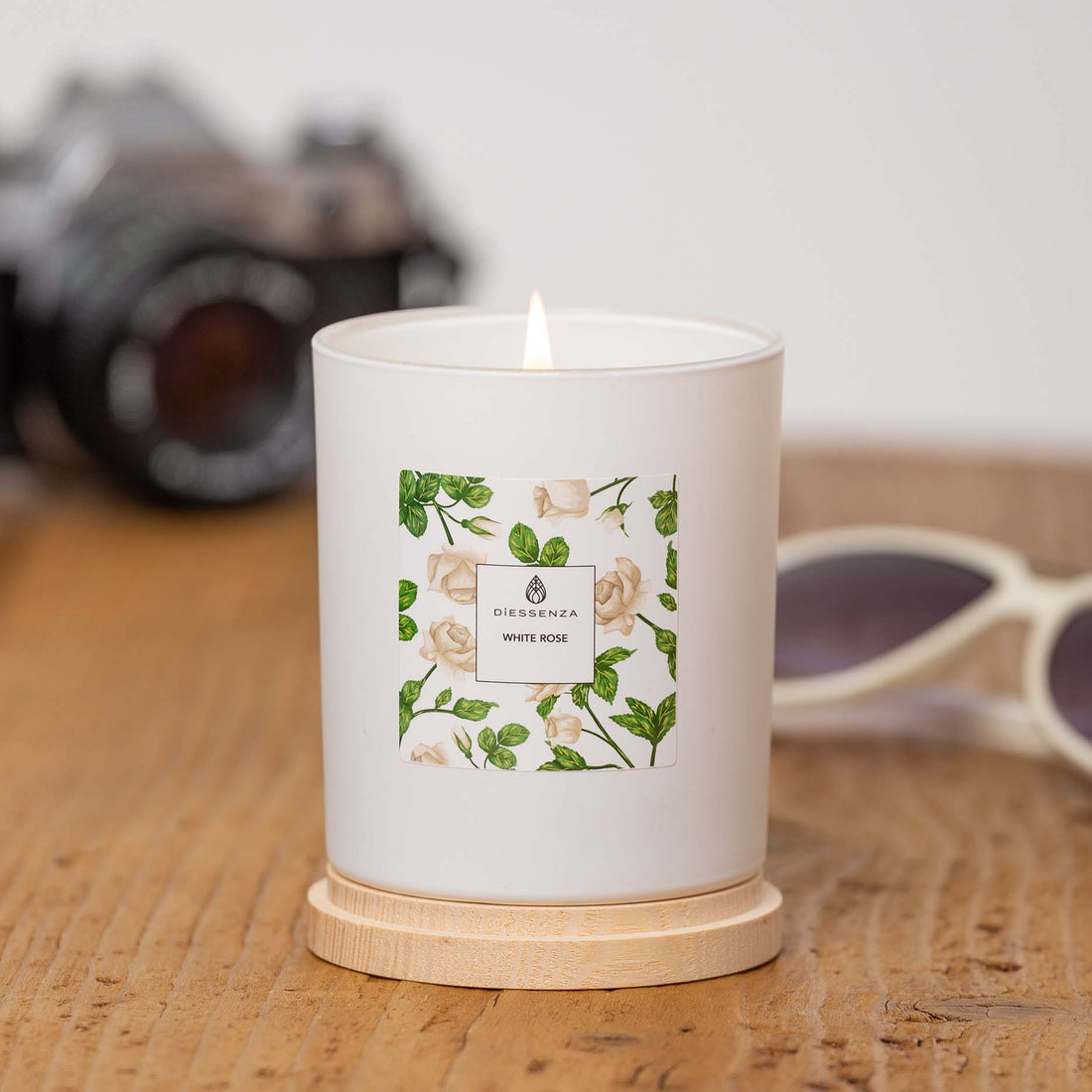 DiEssenza White Rose Soy candle scented with essential oils