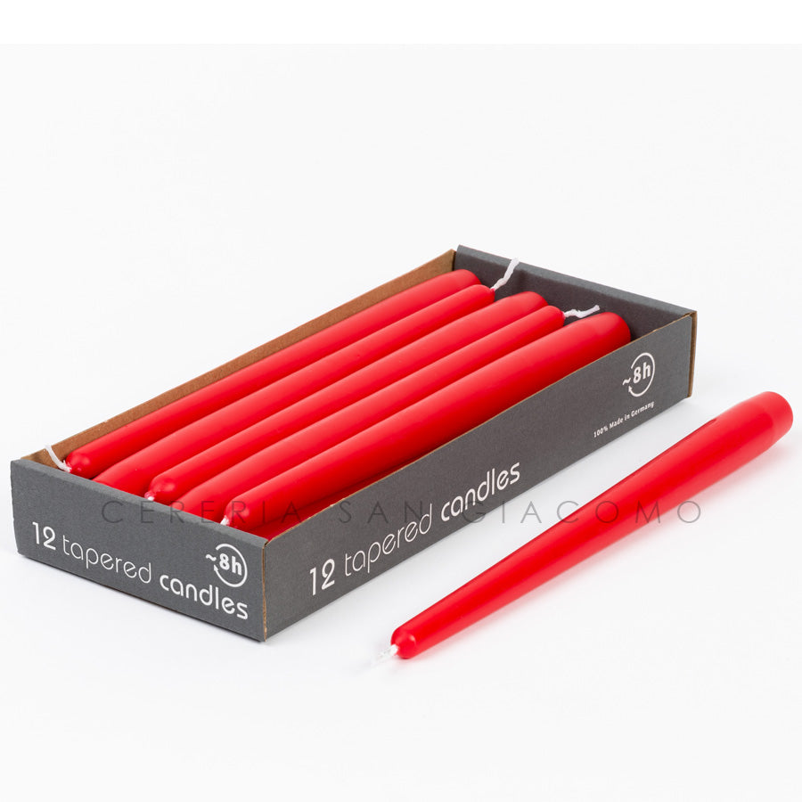 Candele coniche Rosso Rubino 23x250 mm. confezione da 12 pezzi Candele-cereriasangiacomo