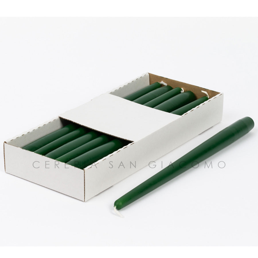 Candele coniche Verde Pino 23x300 mm. durata ±10 ore confezione da 12 pezzi