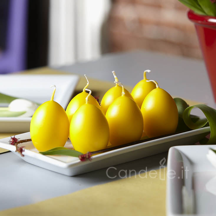 Candele a forma di Uova colore Giallo in confezione da 30 pezzi Candele-cereriasangiacomo